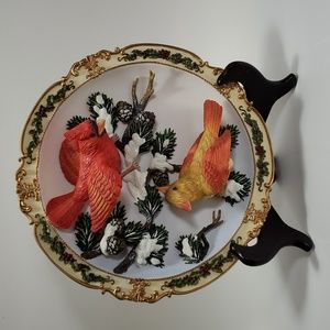 Maruri "Cardinal with Pine" Sculptural Plate